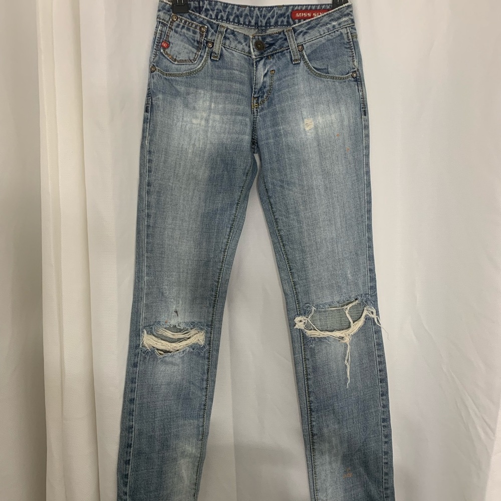 Miss Sixty Jeans - Boot Cut Straight Ripped 100% Cotton Denim Light Wash - 24